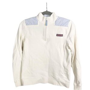 Vineyard Vines white quarter zip sweater.